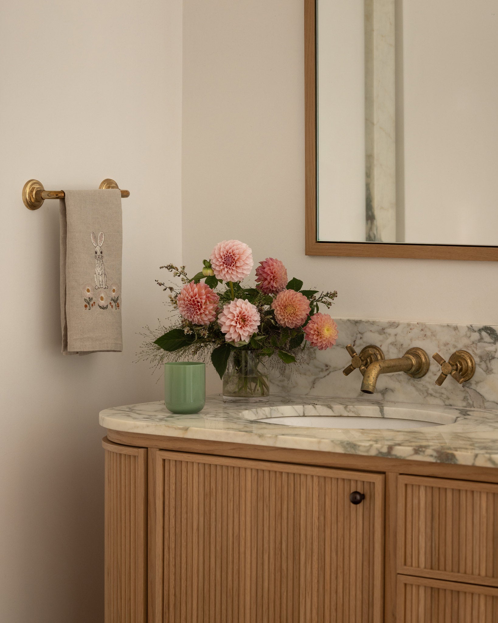 Bunny and Daisies Tea Towel