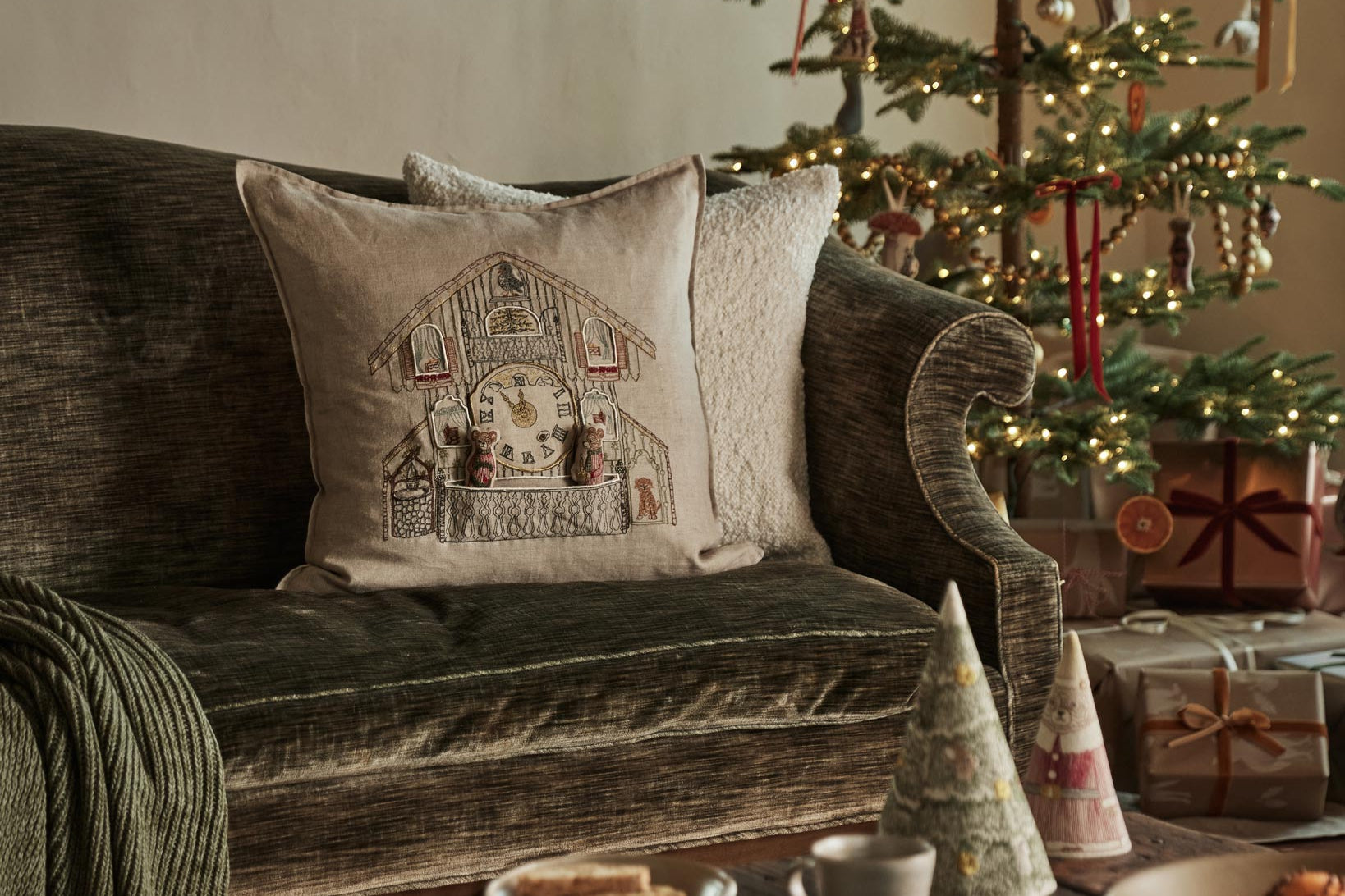 Christmas Clock Pocket Pillow | Coral & Tusk