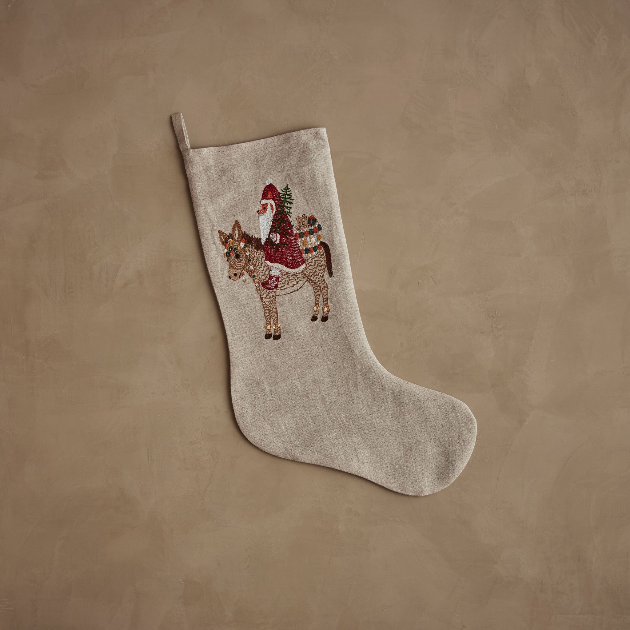 Santa on Donkey Large Stocking | Coral & Tusk