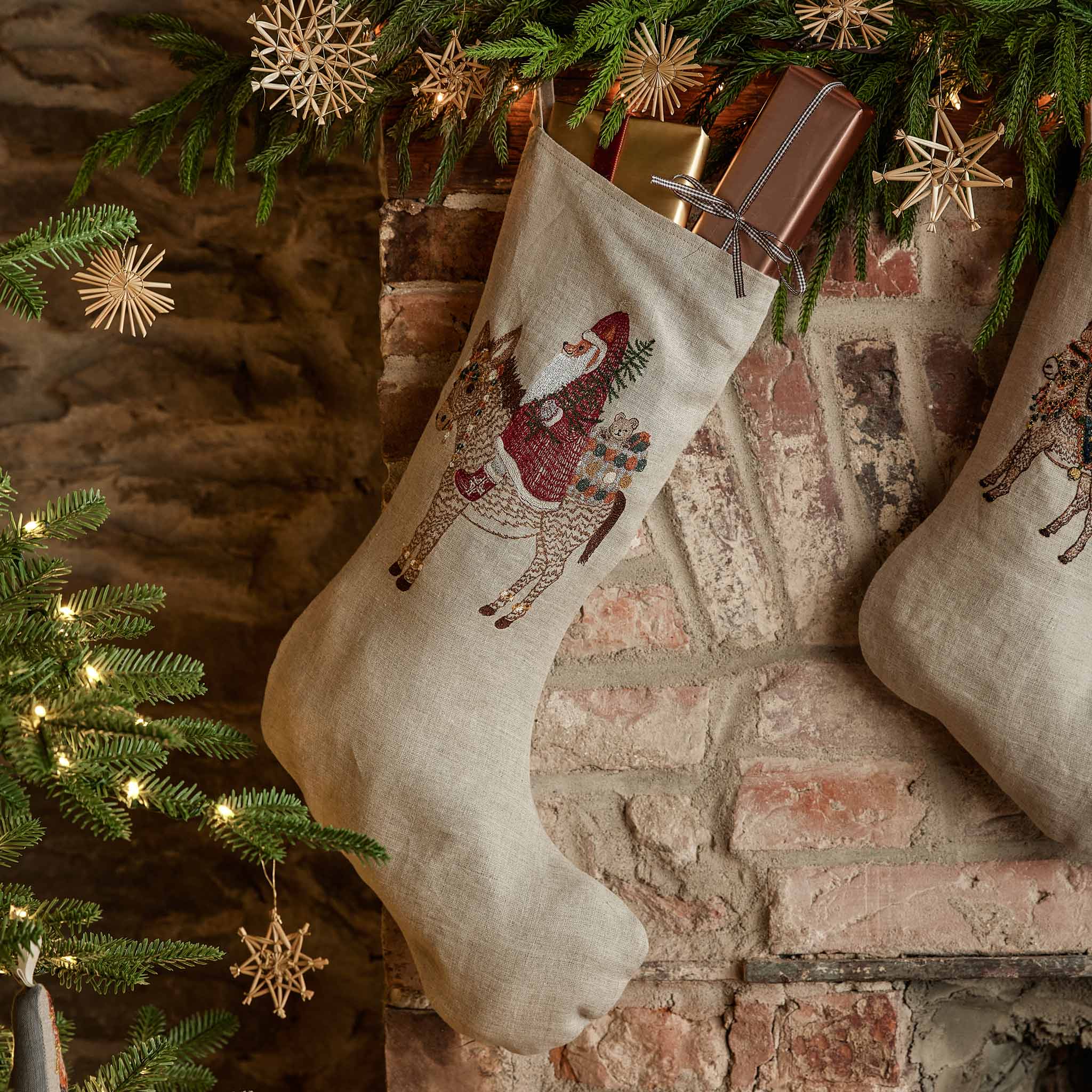 Santa on Donkey Large Stocking