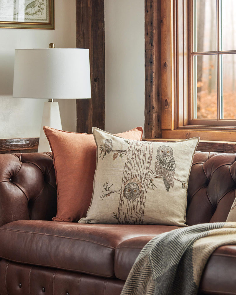 Owl Family Tree Pillow Coral Tusk