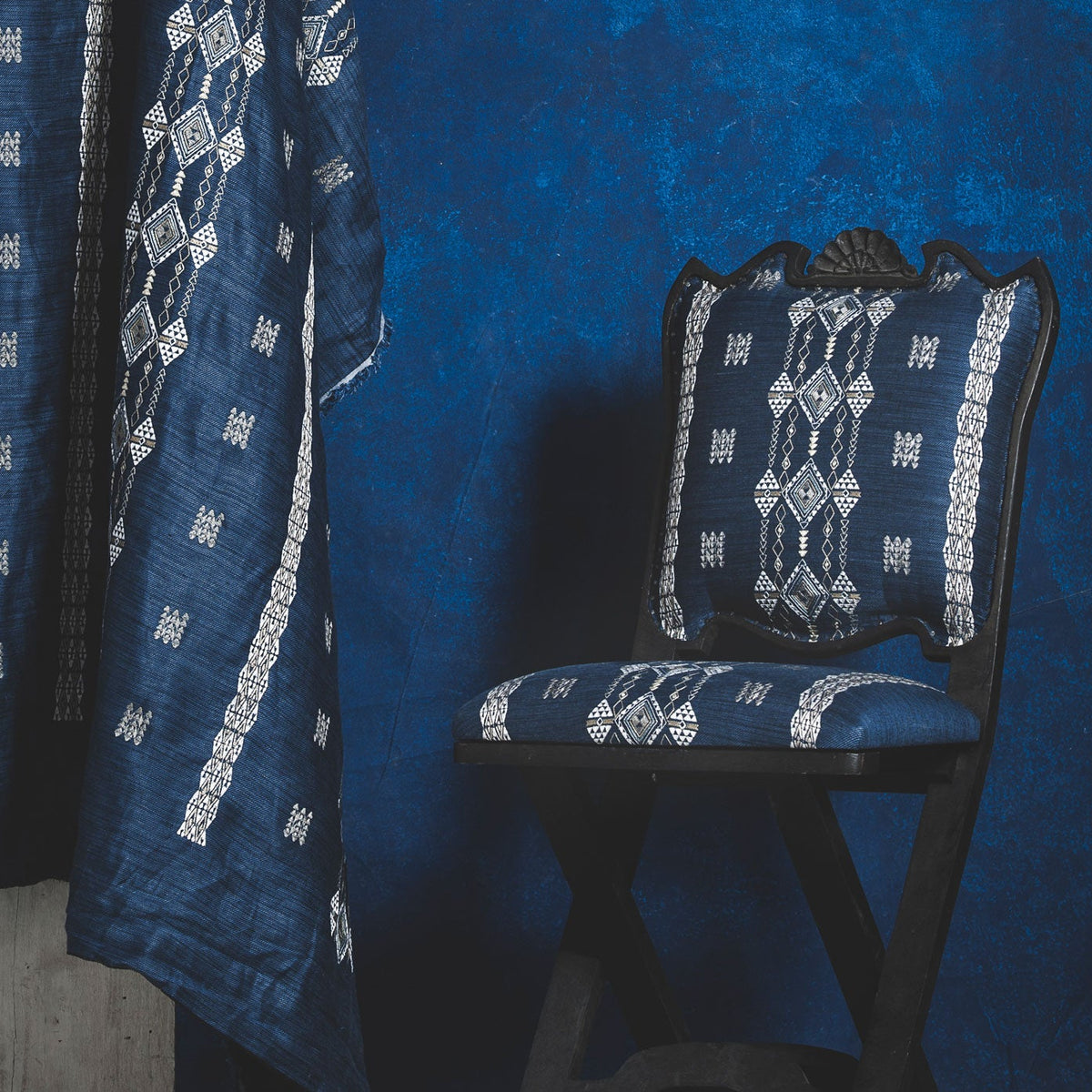 Berber Indigo Striae Linen Yardage 7.5 yards