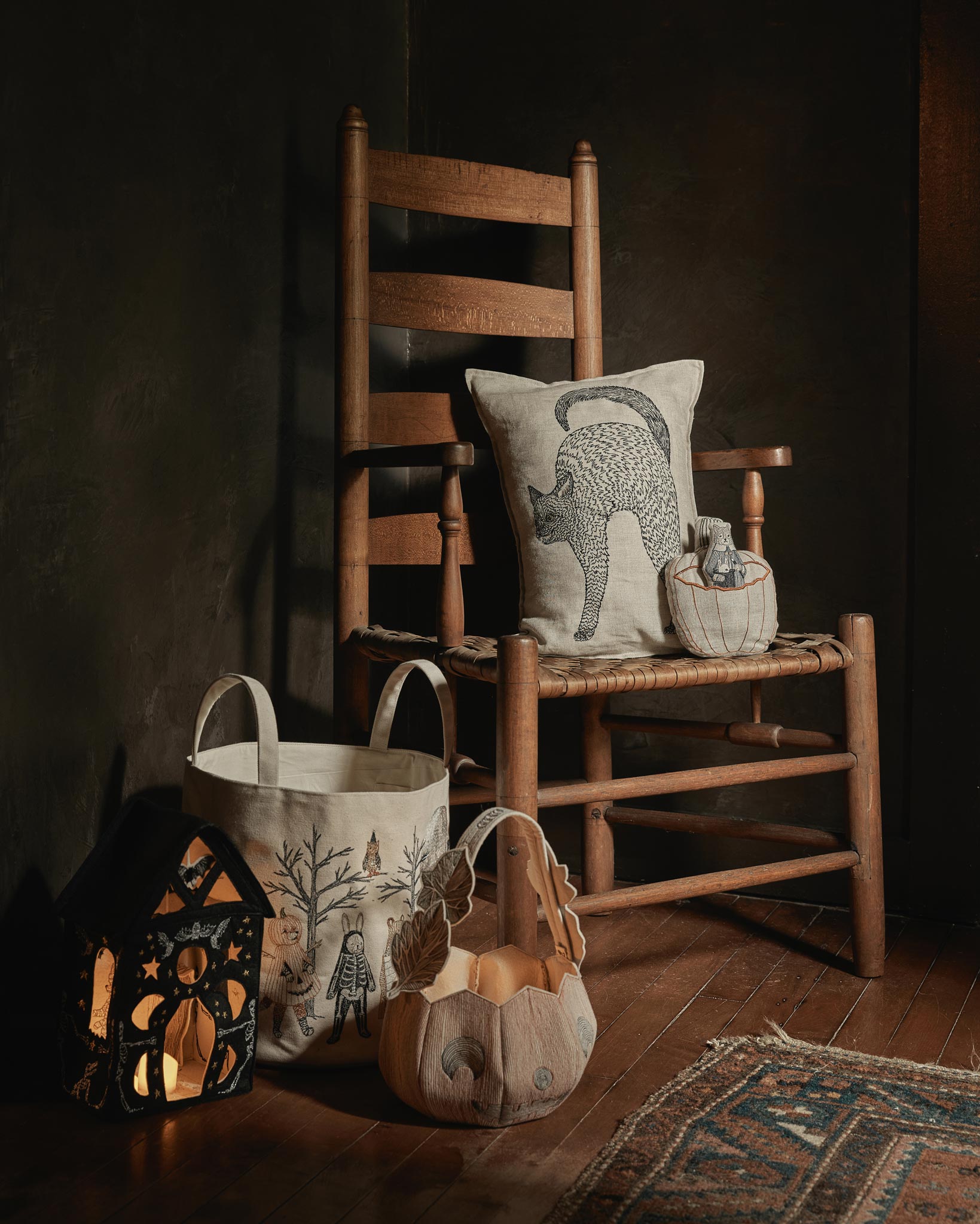 Scaredy Black Cat Pillow