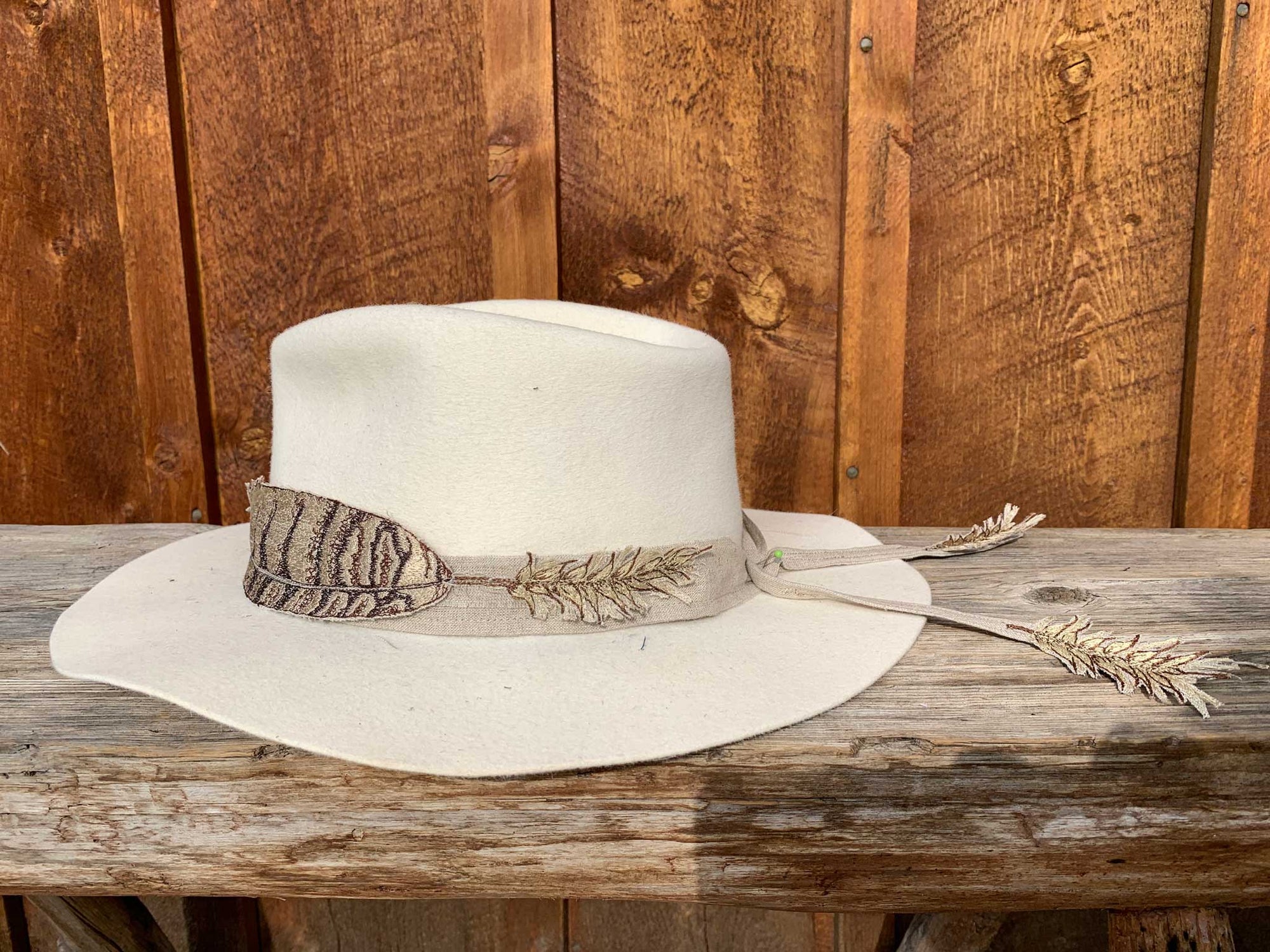 Seconds Sale Great Horned Owl Feather & Wheat Hat Band