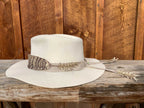 Seconds Sale Great Horned Owl Feather & Wheat Hat Band