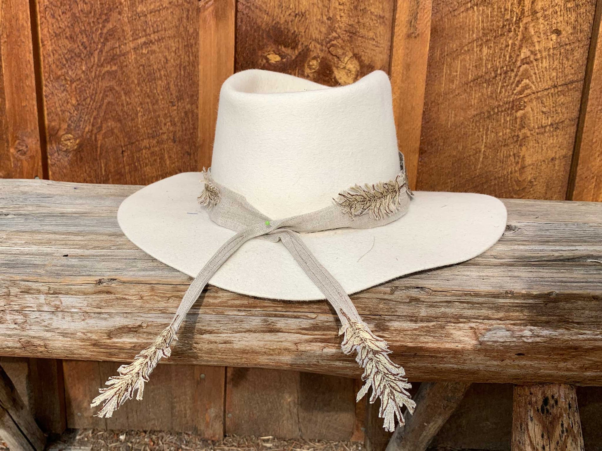 Seconds Sale Great Horned Owl Feather & Wheat Hat Band