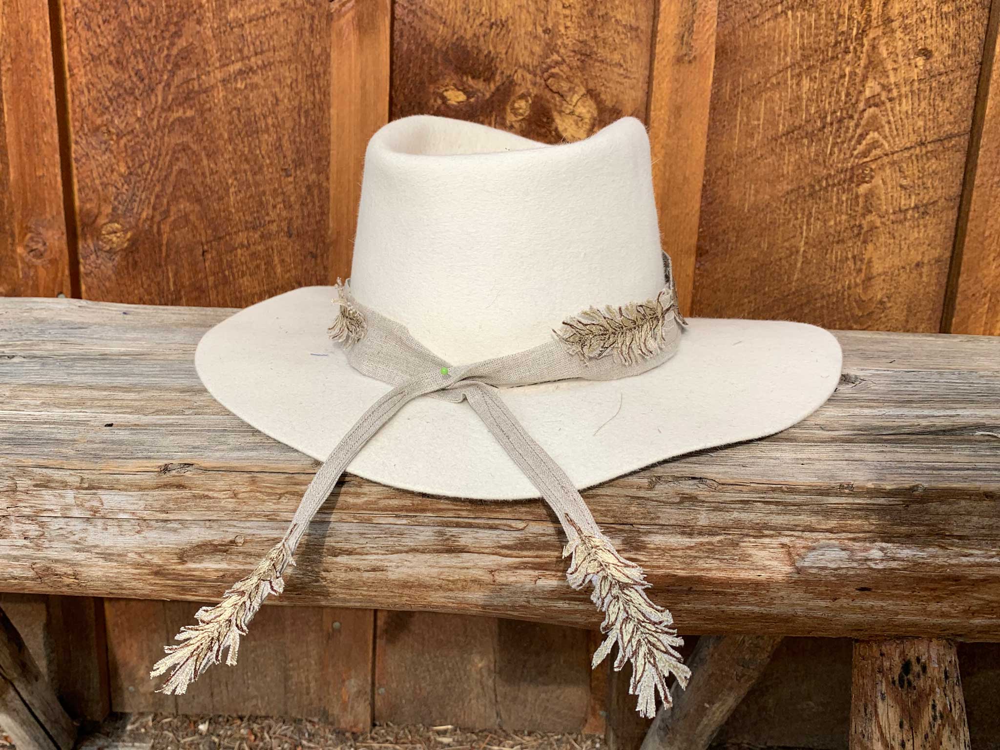Seconds Sale Great Horned Owl Feather & Wheat Hat Band