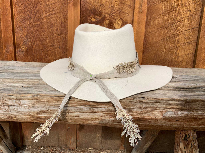 Seconds Sale Great Horned Owl Feather & Wheat Hat Band