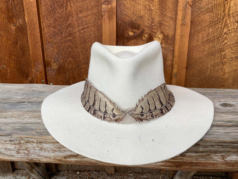 Seconds Sale Great Horned Owl Feather & Wheat Hat Band