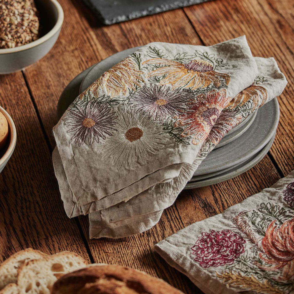 Seconds Sale Autumn Blossoms Dinner Napkin - Washed