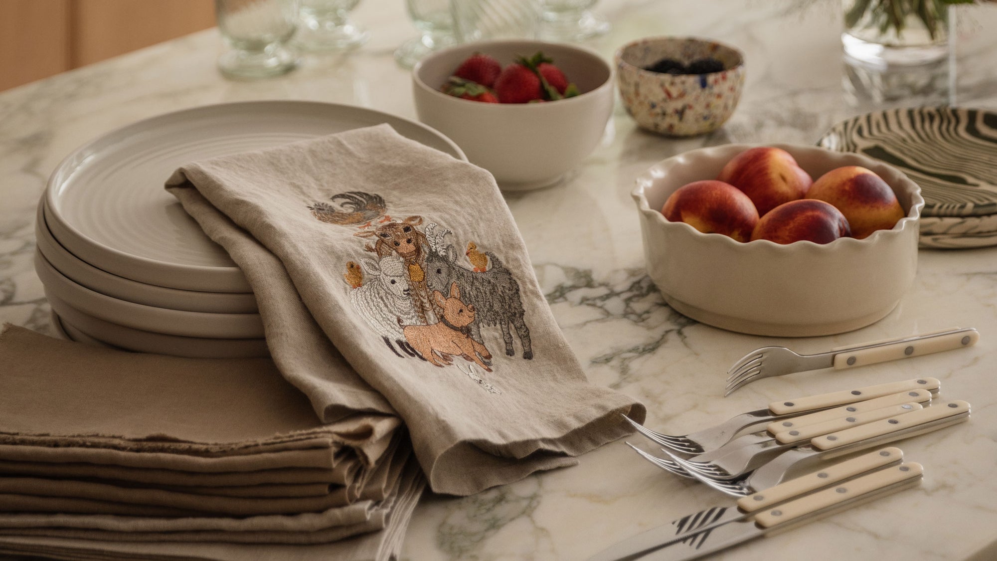 Barnyard Friends Tea Towel