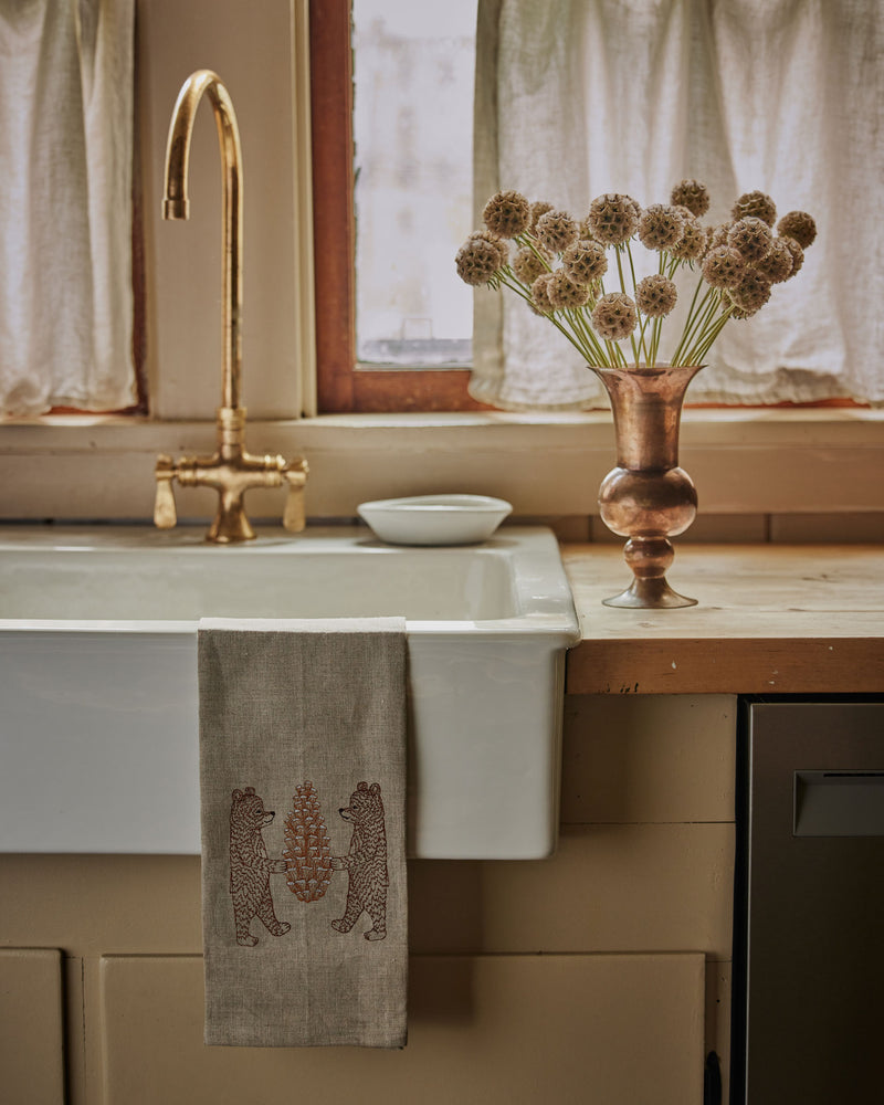 Bears with Pinecone Tea Towel