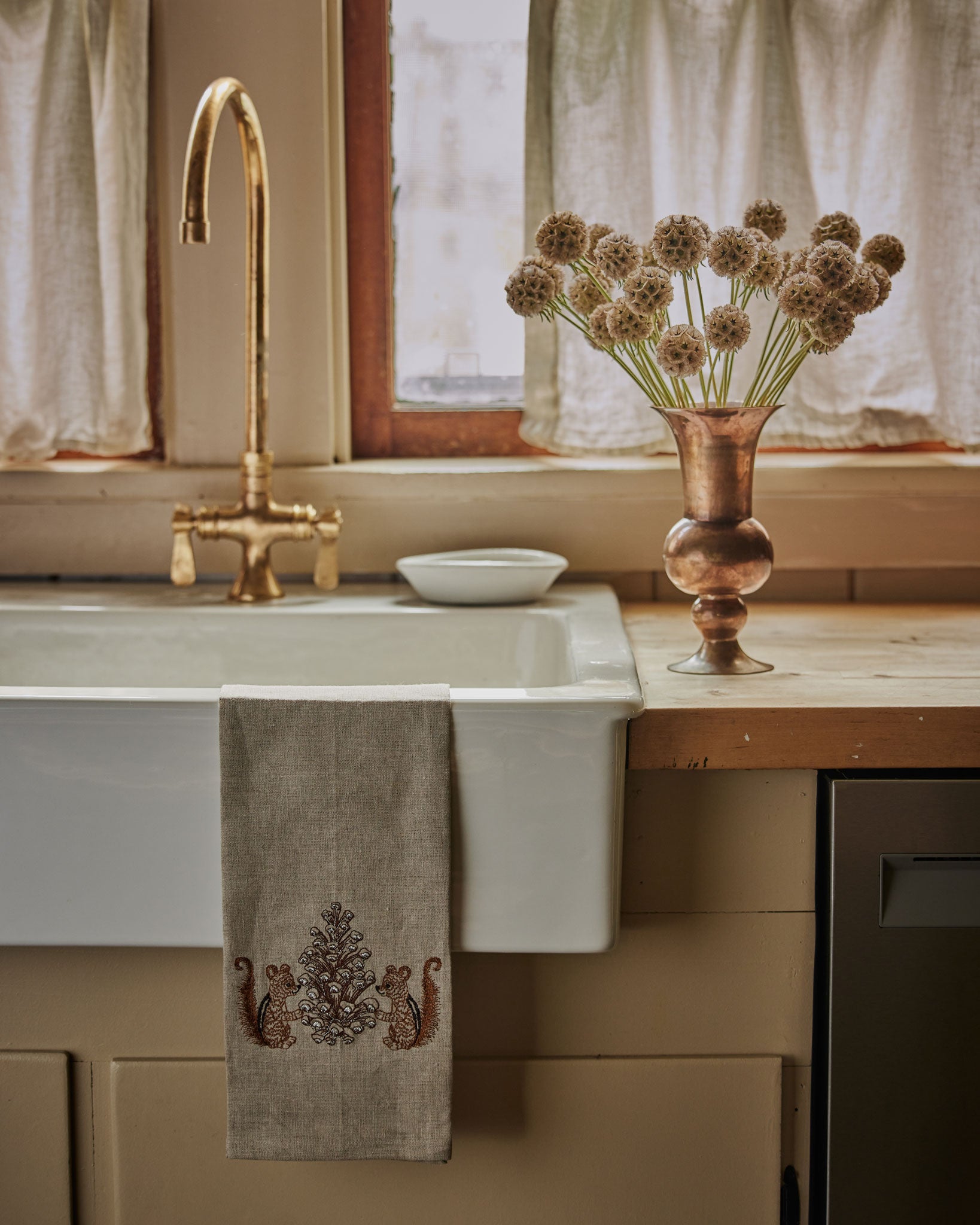 Chipmunks with Pinecone Tea Towel