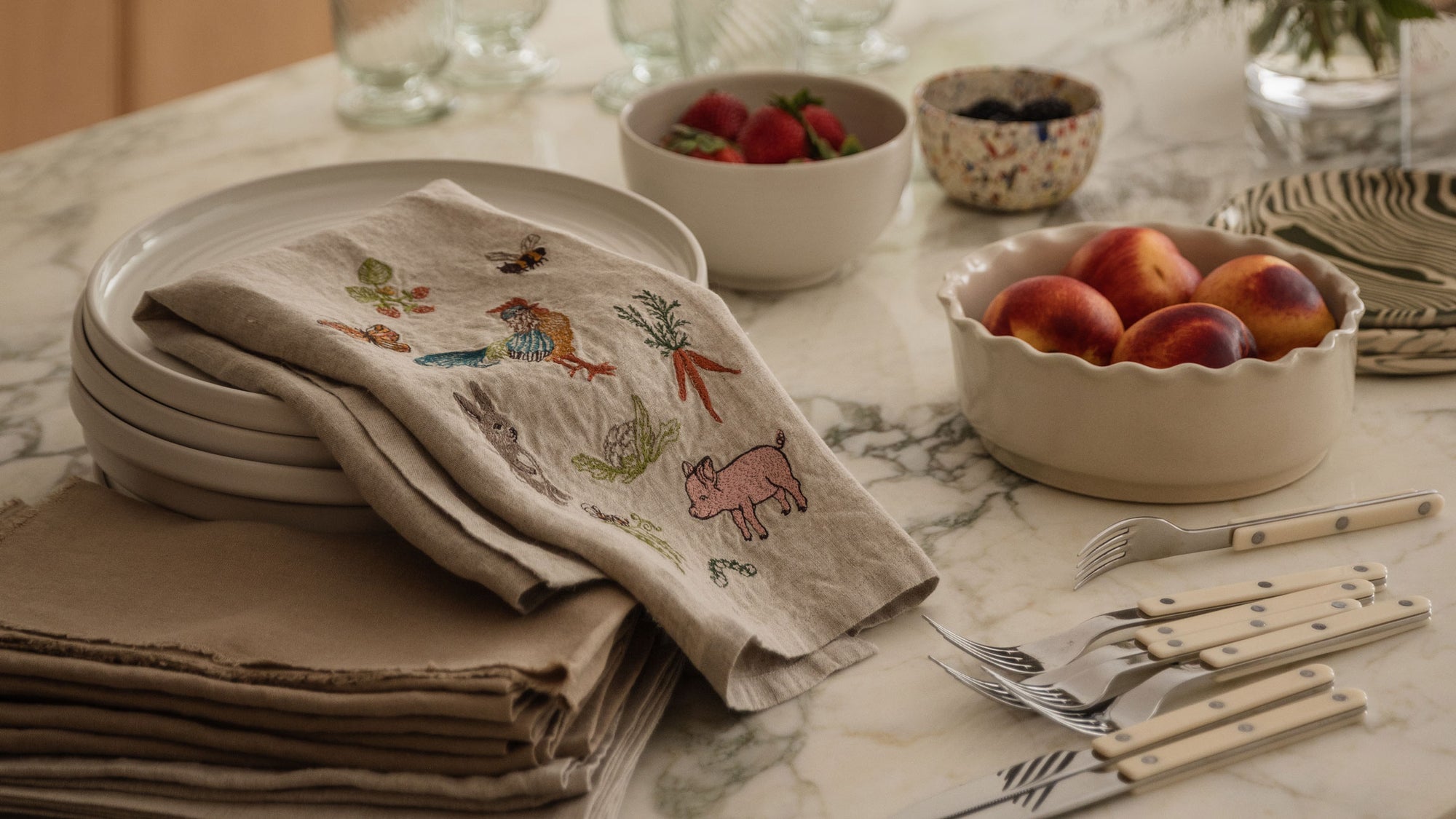 Garden Gathering Tea Towel