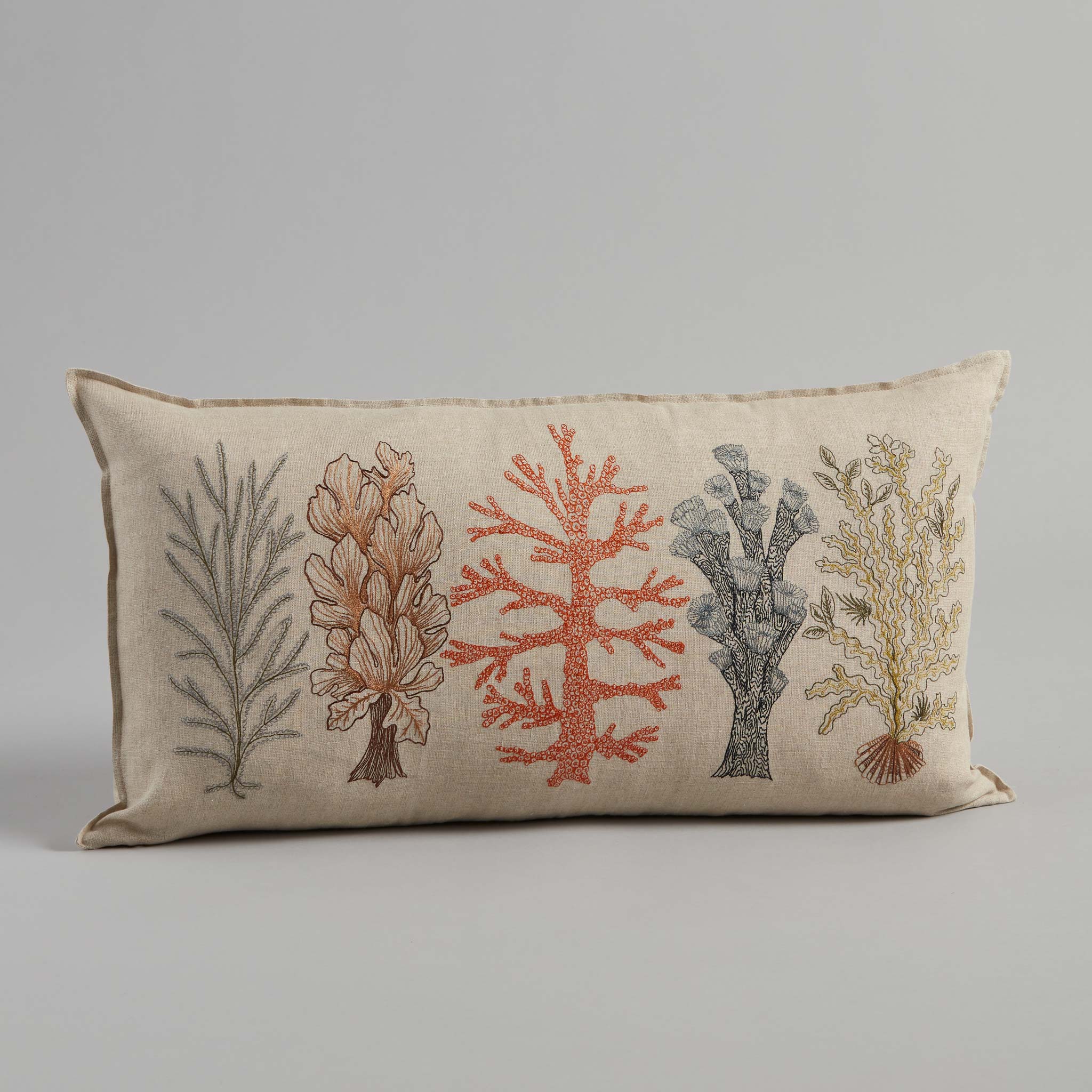 Coral best sale embroidered pillow