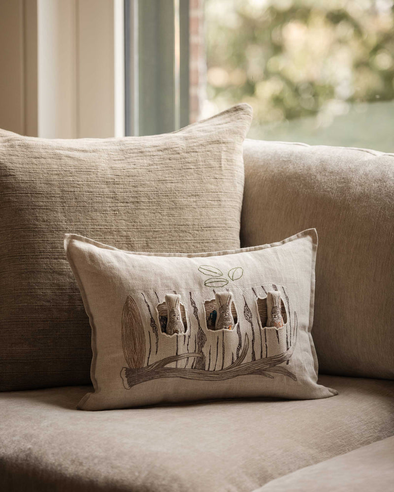 Aspen Log Bunnies Pocket Pillow