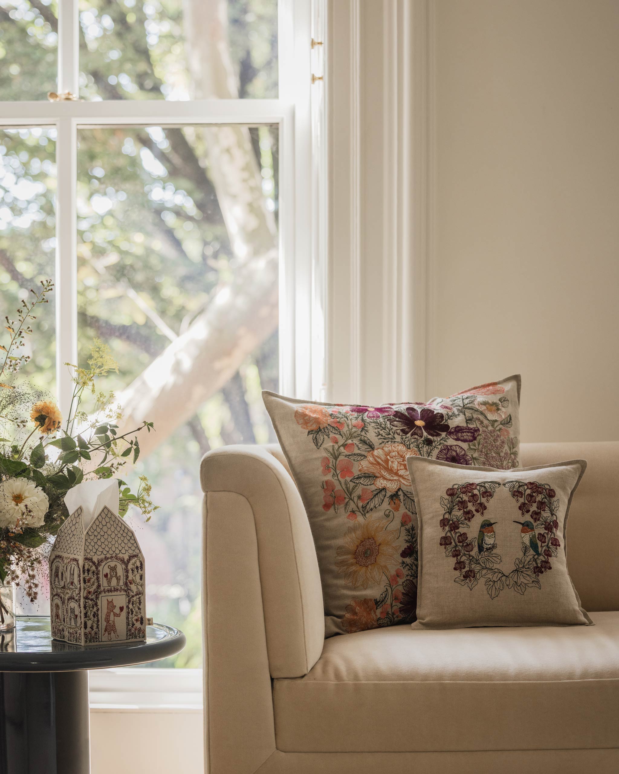 Hummingbird Hearts Pillow | Coral & Tusk