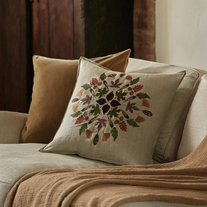 Pressed Leaves Pillow Coral Tusk