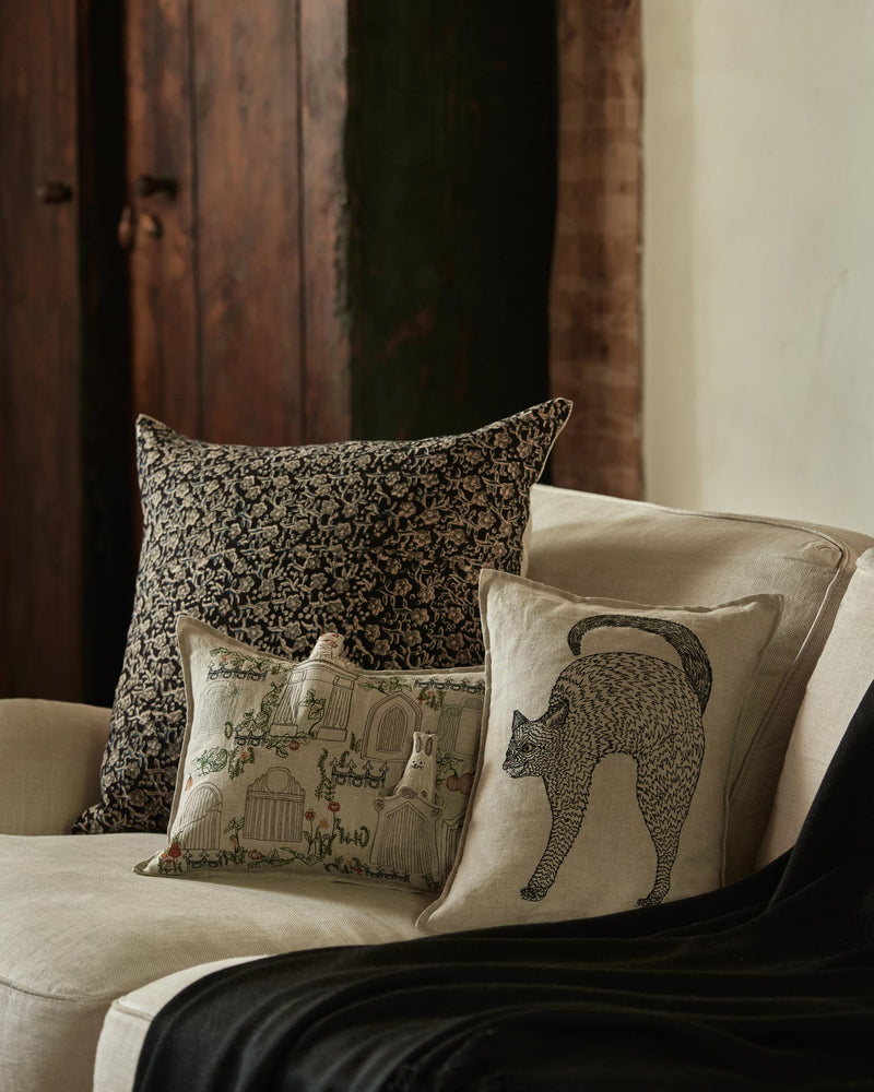 Scaredy Black Cat Pillow