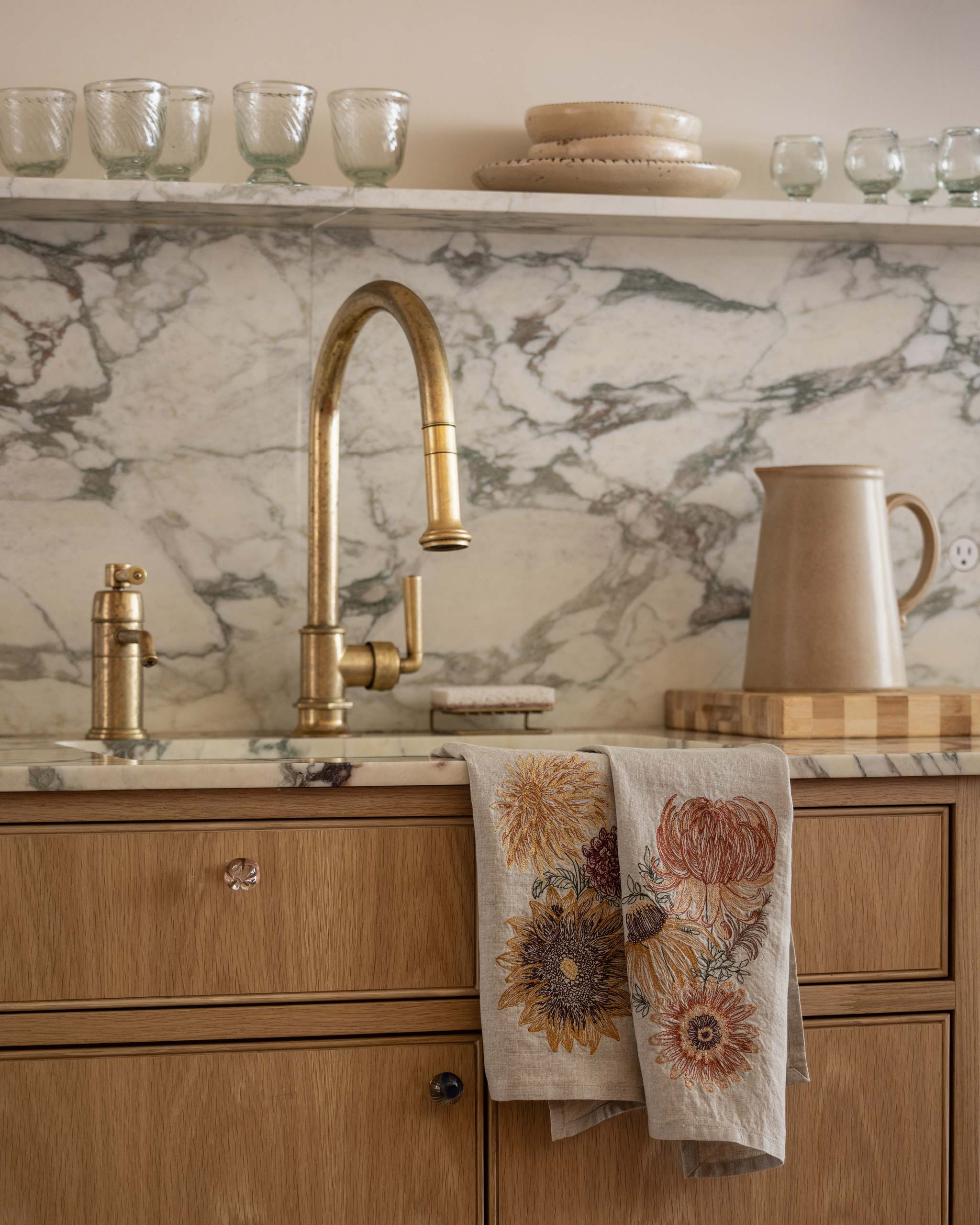 Autumn Mums Tea Towel