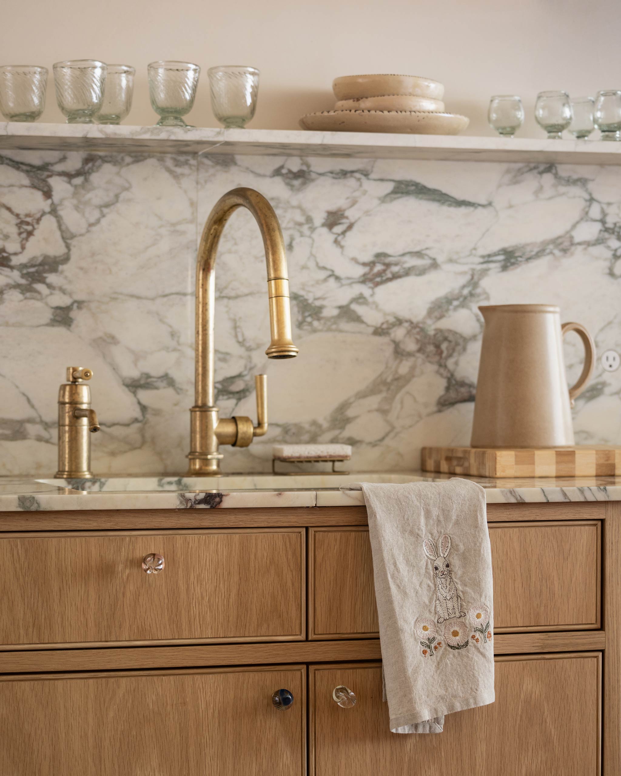 Bunny and Daisies Tea Towel