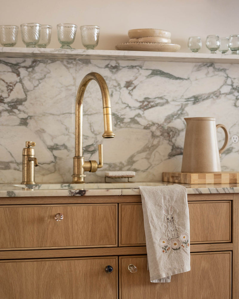 Bunny and Daisies Tea Towel