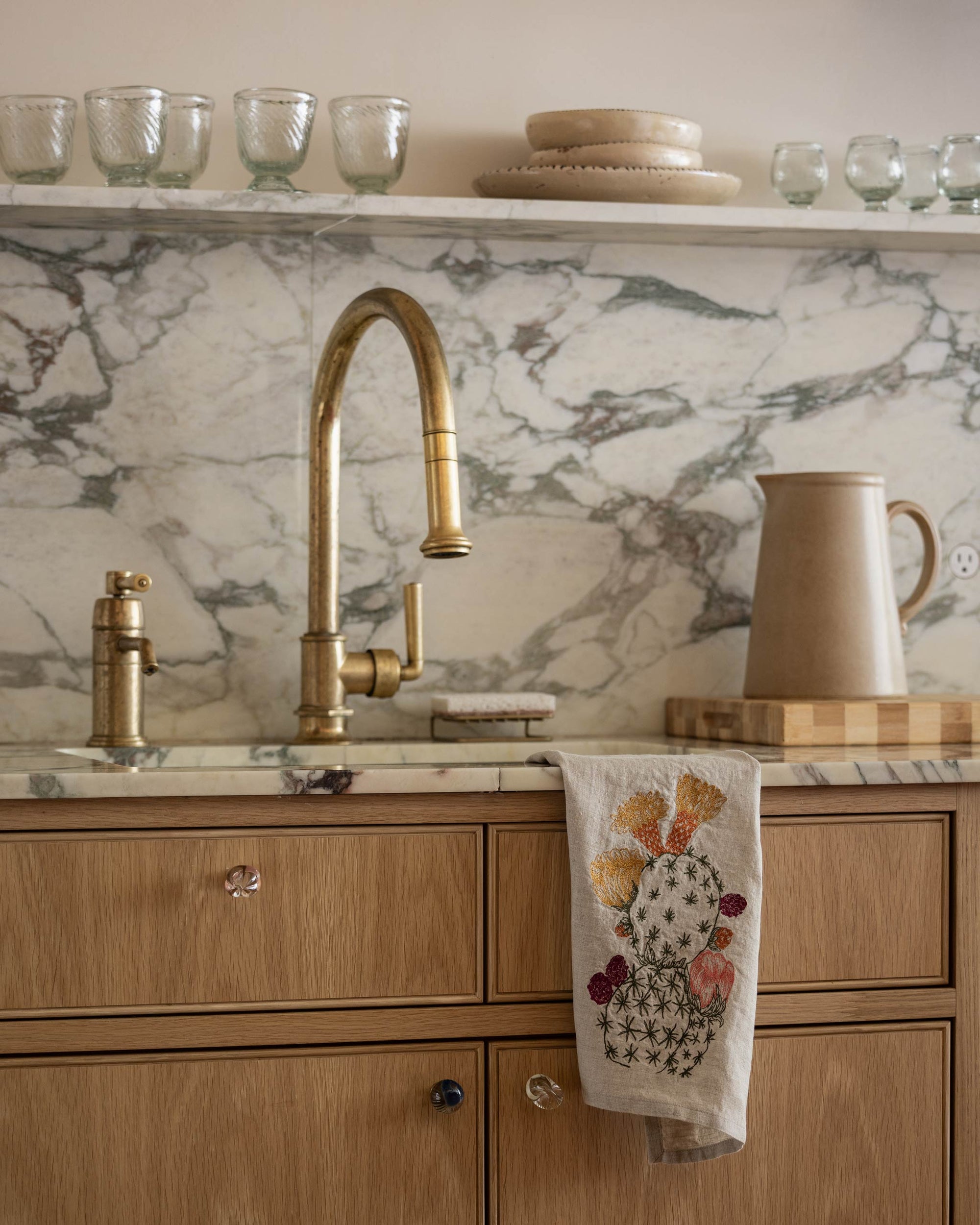 Prickly Pear Cactus Bloom Tea Towel