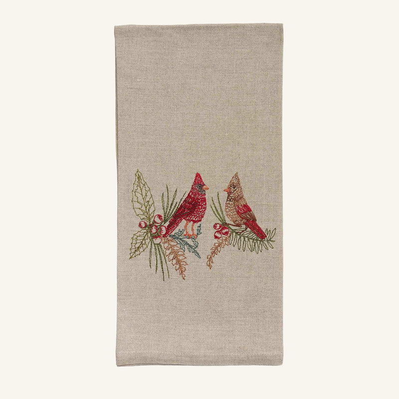 Seconds Sale Christmas Cardinals Tea Towel