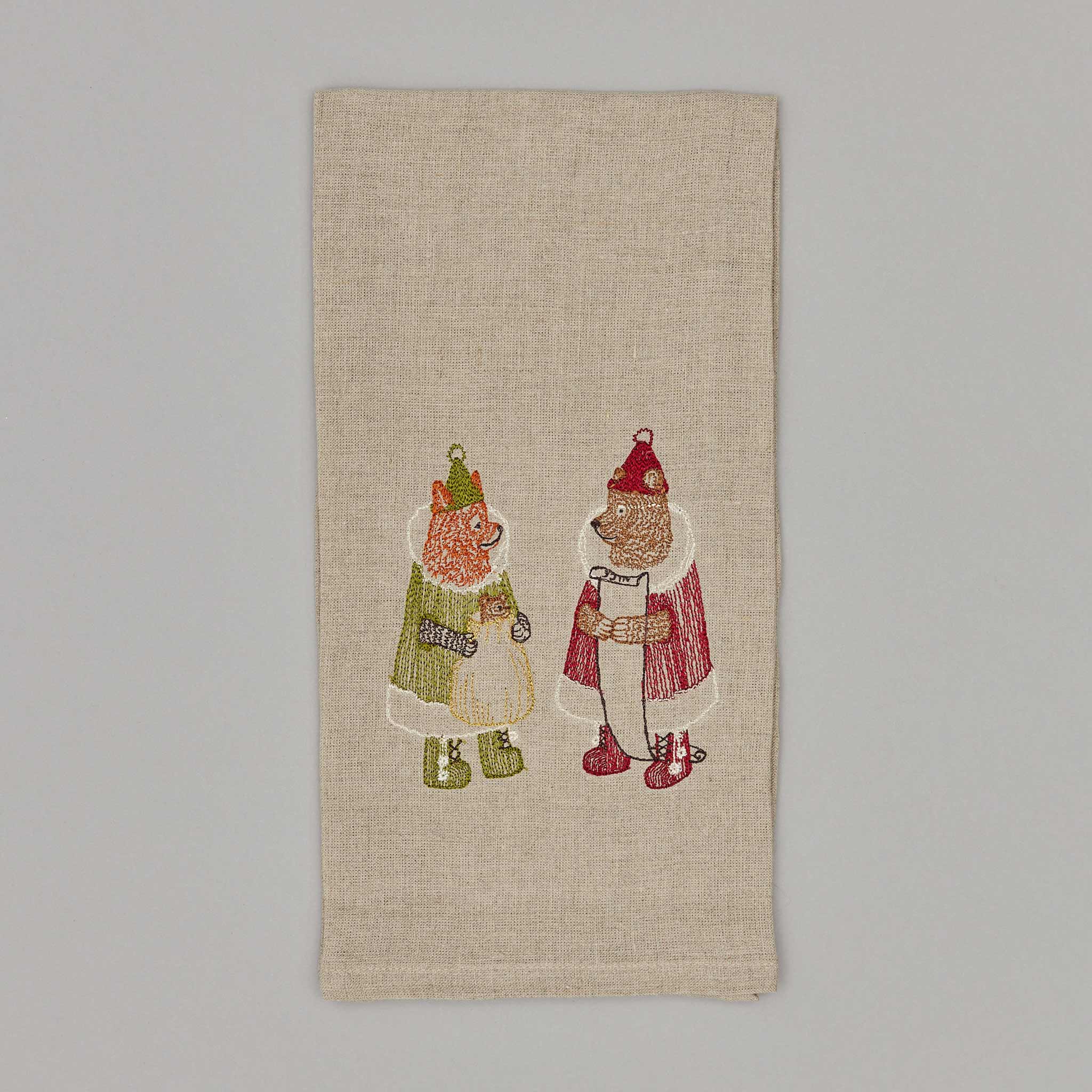 Decorative Towel Santa / Fox Tea Towels Set / 2 Clean Up Kitchen