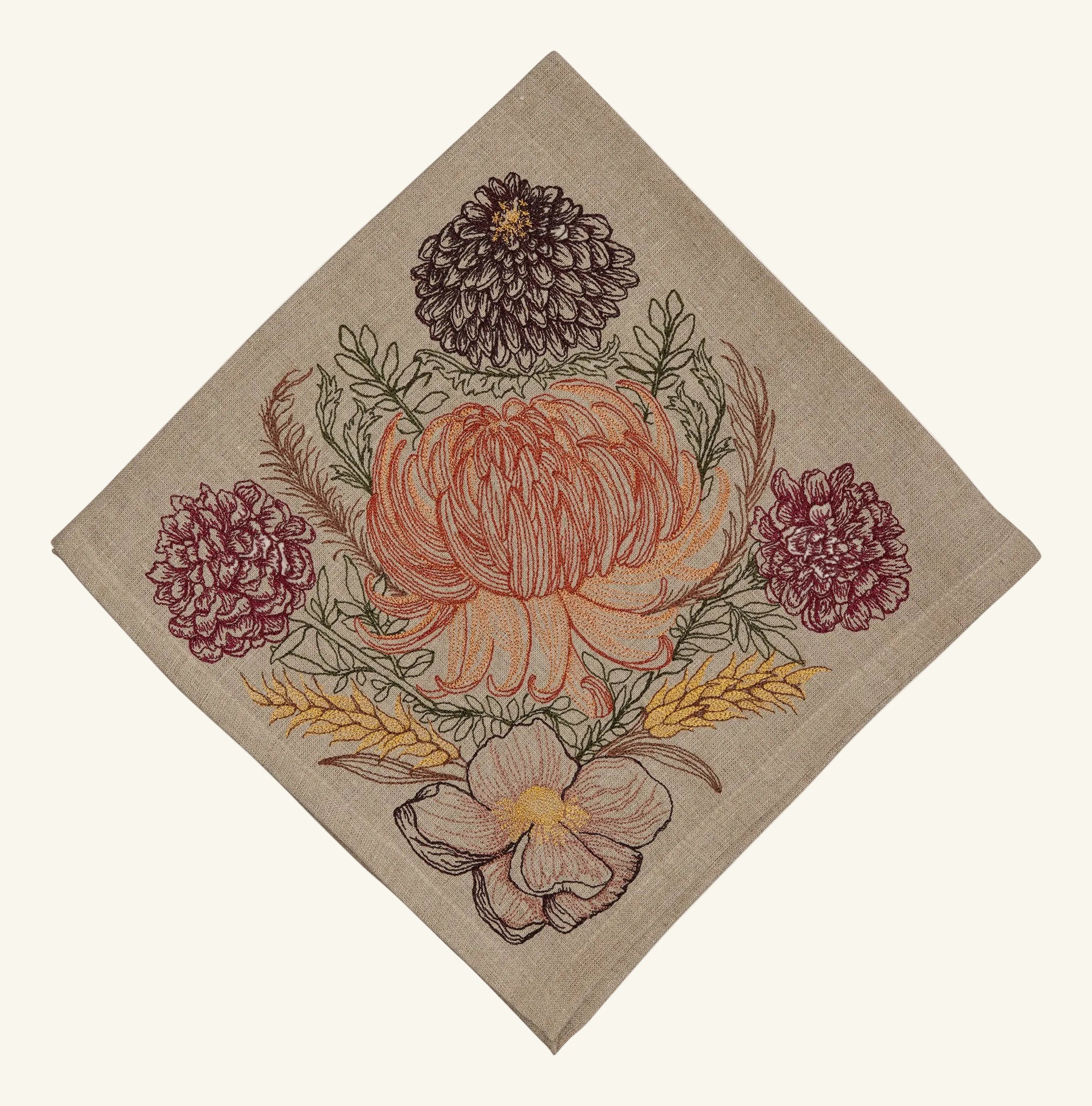 Seconds Sale Autumn Mums Dinner Napkin - Washed