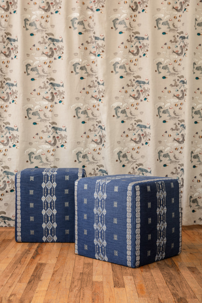 Berber Indigo Striae Linen Yardage 7.5 yards