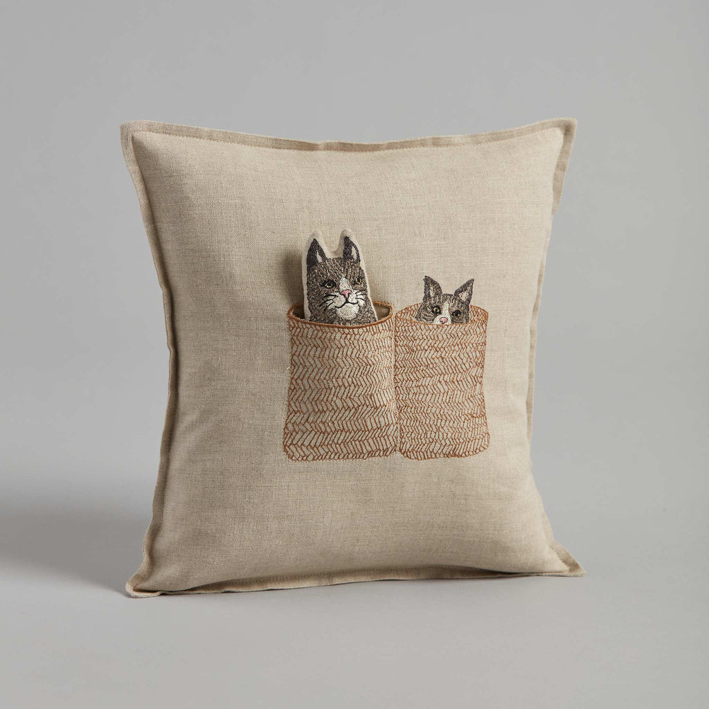 Basket Cats Pocket Pillow — Pillow Cover with Insert
