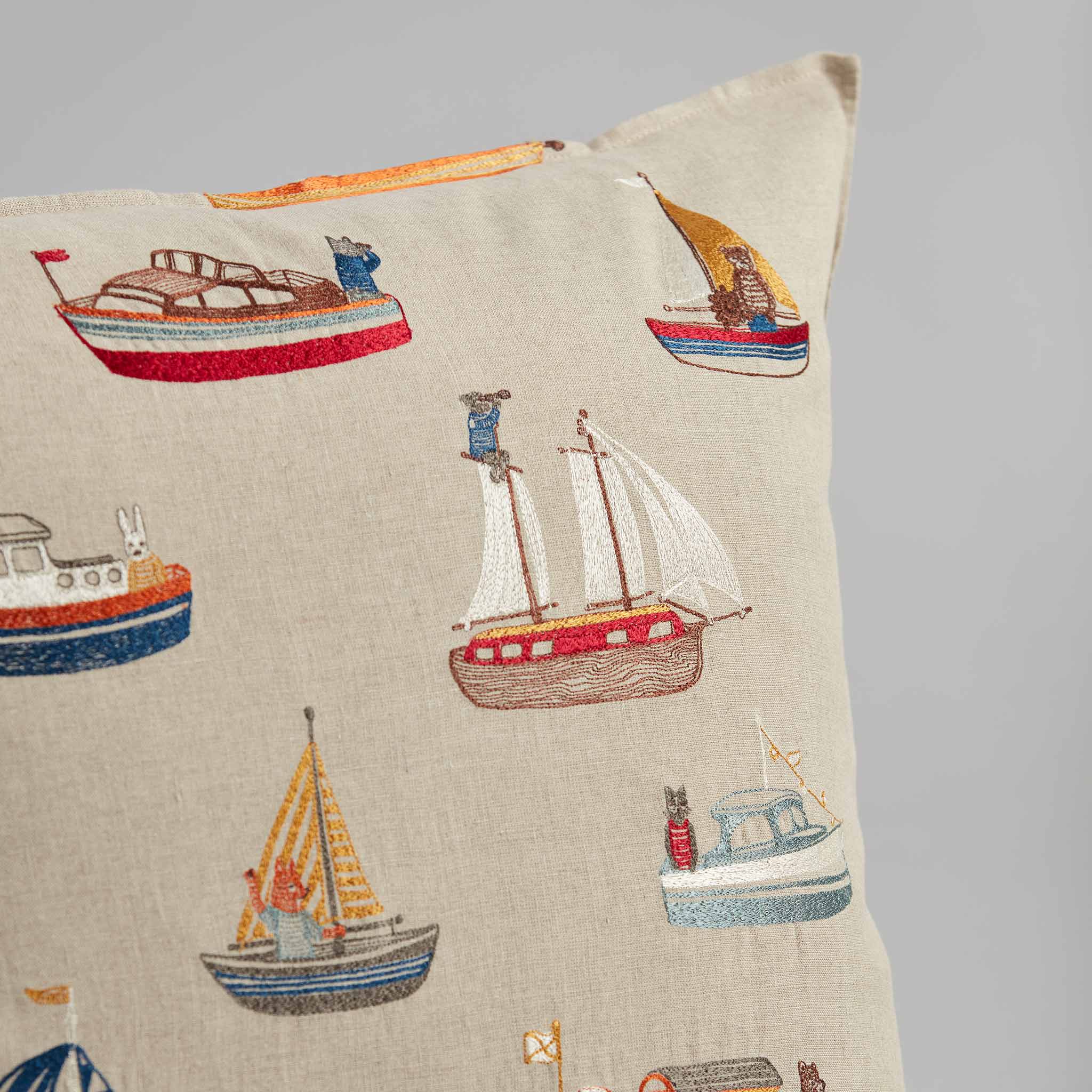 Boats Pattern Pillow Coral Tusk Pillow Cover with Insert