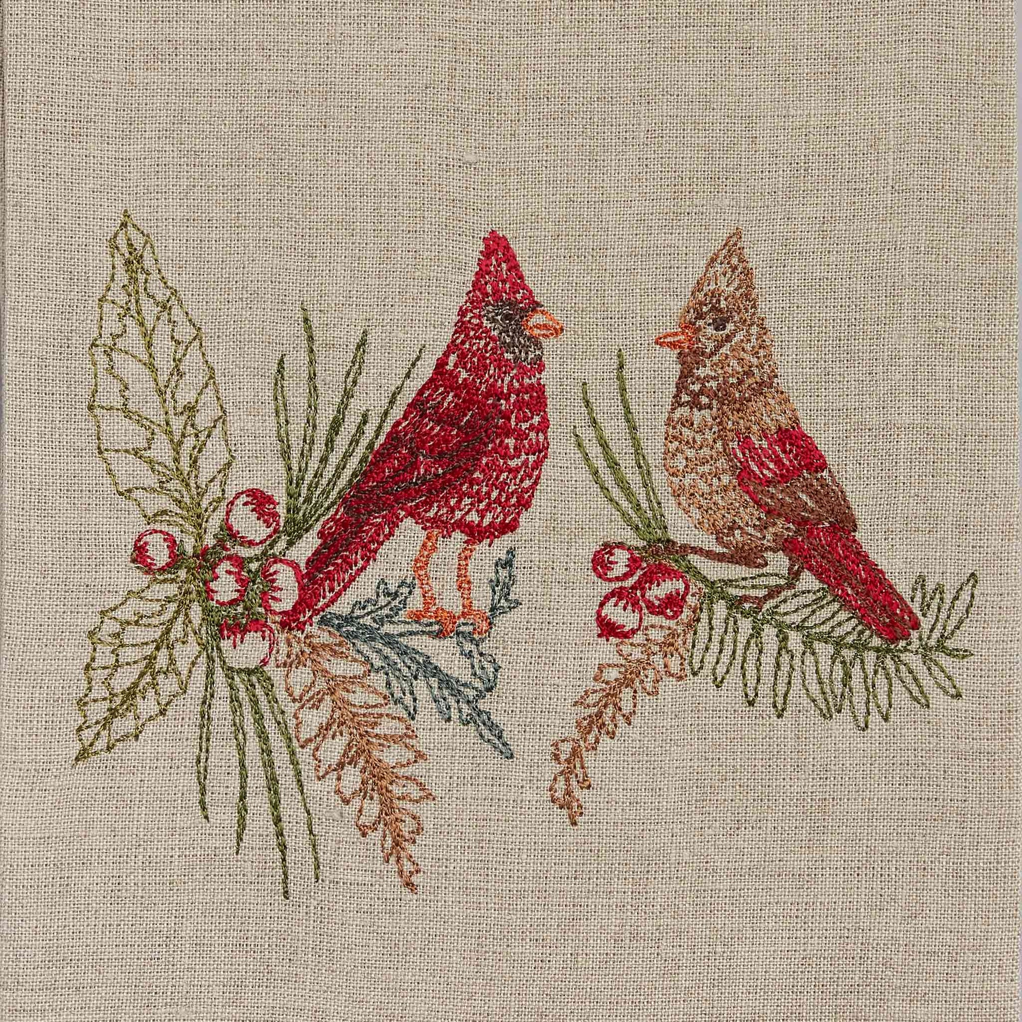 Seconds Sale Christmas Cardinals Tea Towel