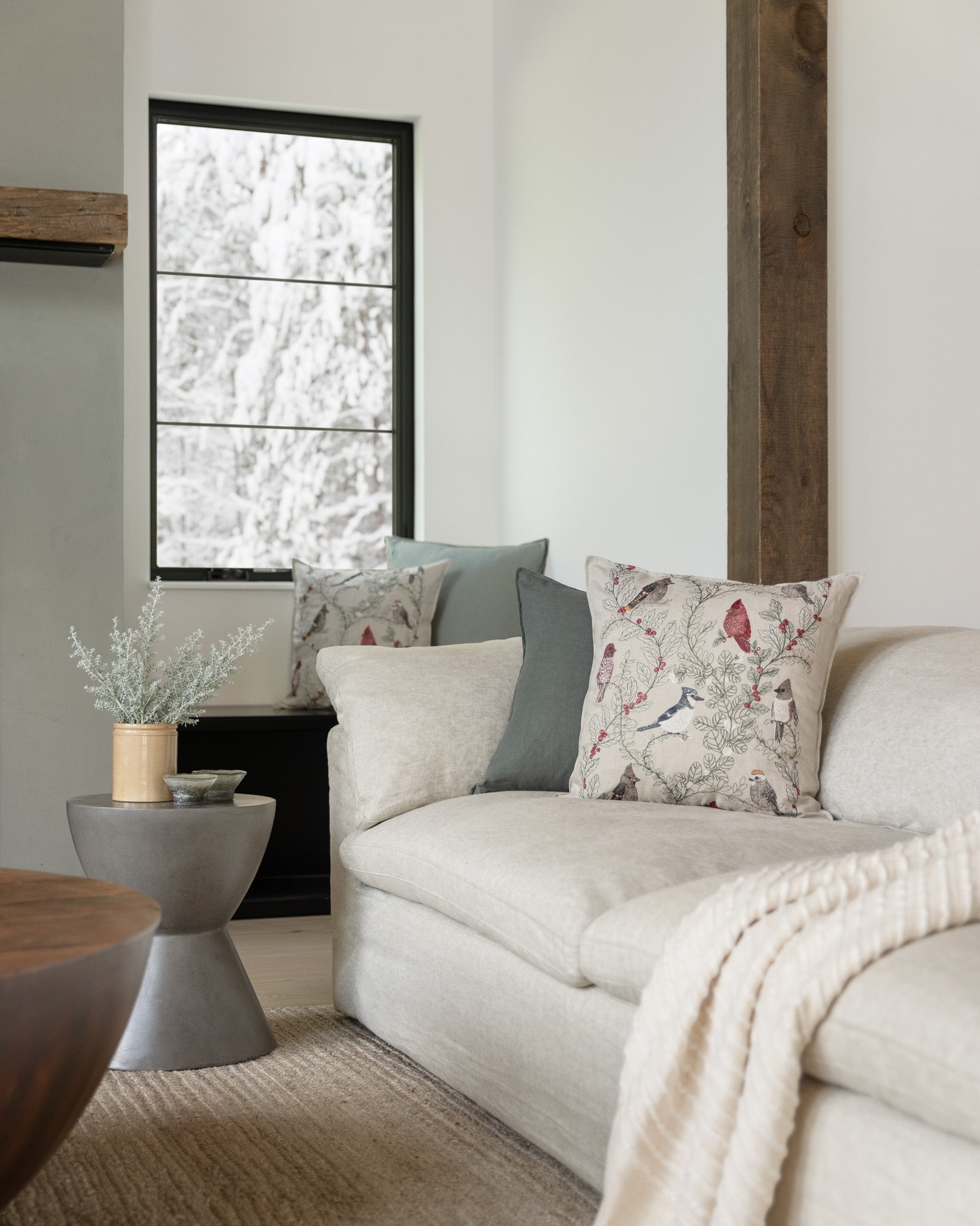 Winter Birds Pillow | Coral & Tusk